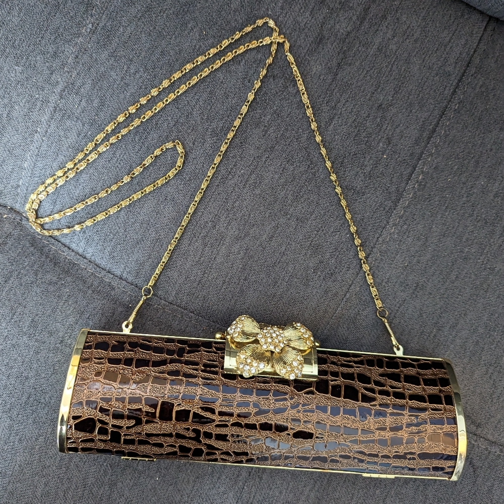 Beautiful Vintage Faux Crocodile Clutch
